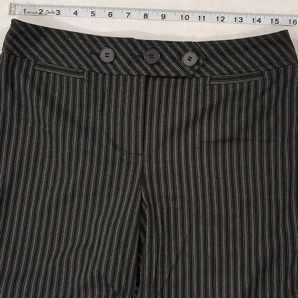 Ann Taylor Loft Julie Trouser Dress Pants Womens Size 6 Pinstripe Wide Leg Black - Picture 9 of 15
